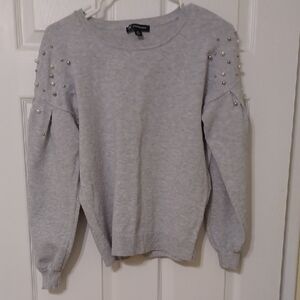 INC International Concepts Sz XS, Soft Gray Sweater with Pearl Details. NWOT